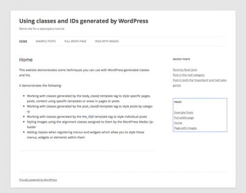 Робота з класами і ідентифікаторами, що генеруються WordPress
