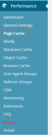 Налаштування плагіна W3 Total Cache: сторінка розширених налаштувань